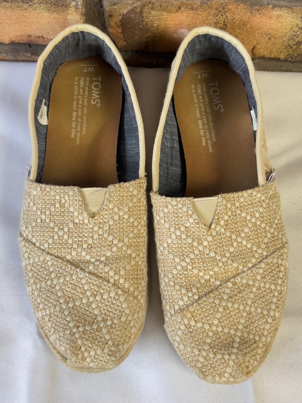 Toms Men’s Beige Woven Slip-On Loafers